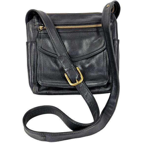 FOSSIL VINTAGE GENUINE BLACK LEATHER THE NEW AMERICAN CLASSIC CROSSBODY BAG - Picture 1 of 11